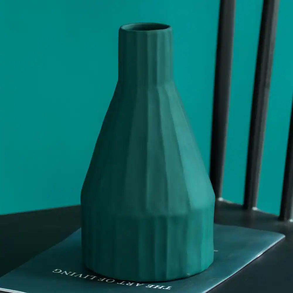Modern Farmhouse Home Decor Accents; Boho Vases for Decor, Housewarming Gifts, Green, 10 In.