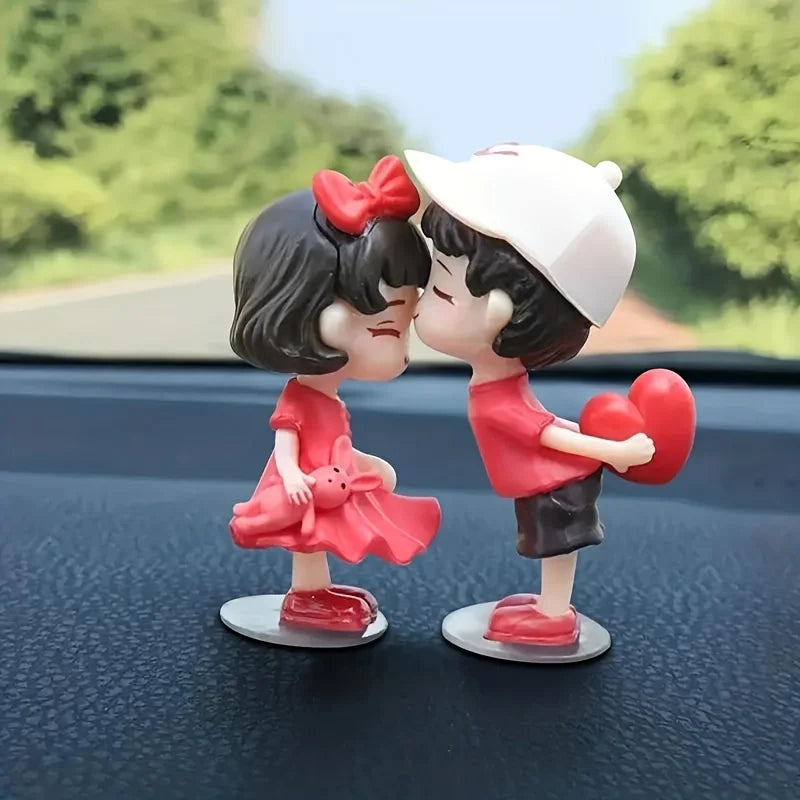 Romantic Kiss Couple Ornament for Car Dashboard Home Decor Cute Love-Themed Collectibles for Valentine'S Day Fits Various Room