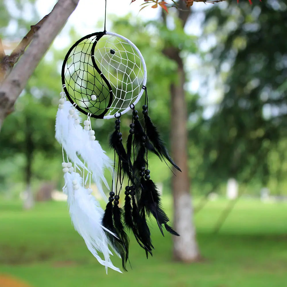 Bagua Mandala Dreamcatcher - Artisan Yin Yang Wall Art for Tranquil Spaces and Airbnb Decor