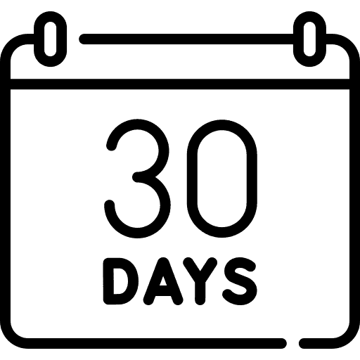 Calendar icon with '30 Days' text on a blue background
