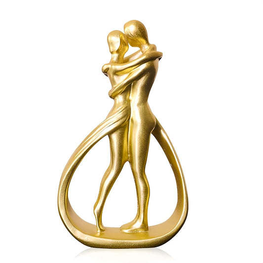 Nordic Love Couple Statue Valentine'S Day 5.2 Inch Resin Golden Love Statue Romantic Elegant Figurine Couple Sculpture Home Shelf Livingroom Decor Gifts