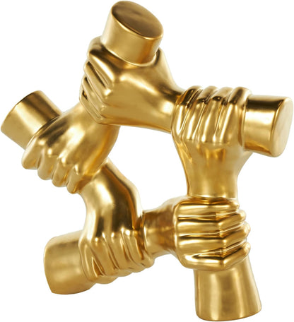 Deco 79 Ceramic Hands Decorative Sculpture Gripping Home Decor Statue, Accent Figurine 13" X 4" X 13", Gold
