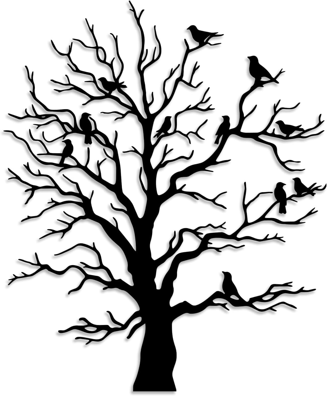 Tree Bird Metal Wall Decor - Rustic Farmhouse Room Decor Simple Black Wall Art Home Decor for Living Room, Bedroom, Dining Room, Courtyard (Black)