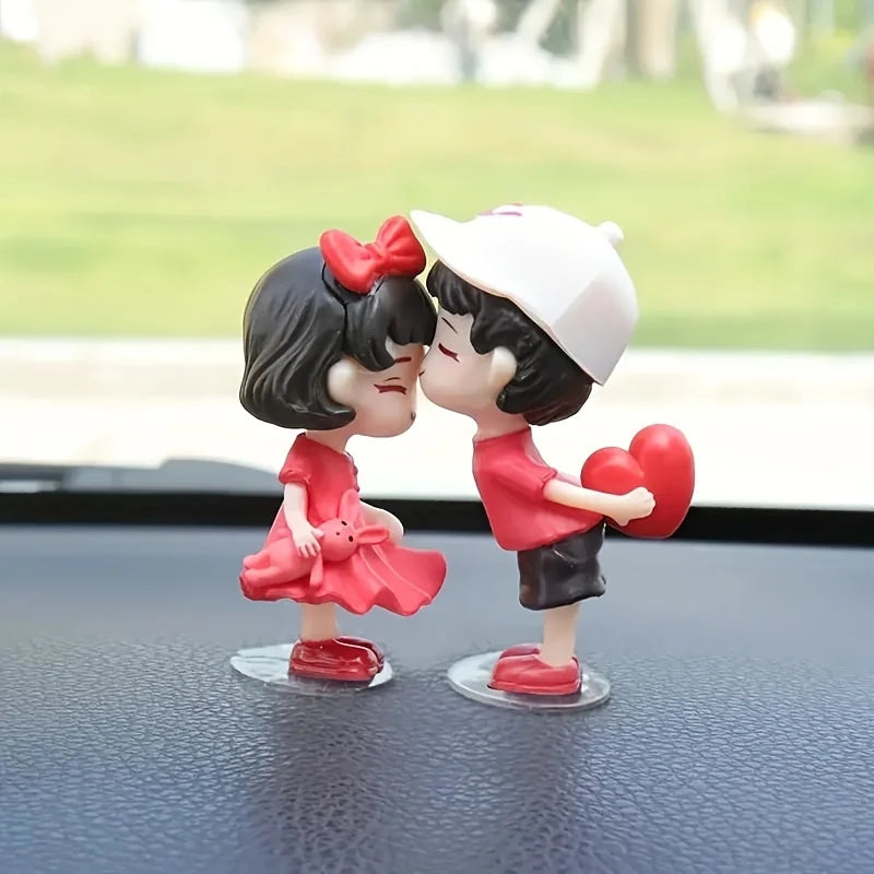 Romantic Kiss Couple Ornament for Car Dashboard Home Decor Cute Love-Themed Collectibles for Valentine'S Day Fits Various Room