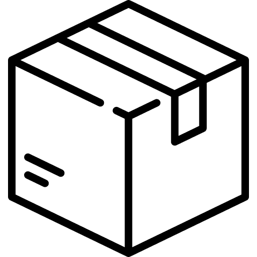 Black outline of a box on a transparent background