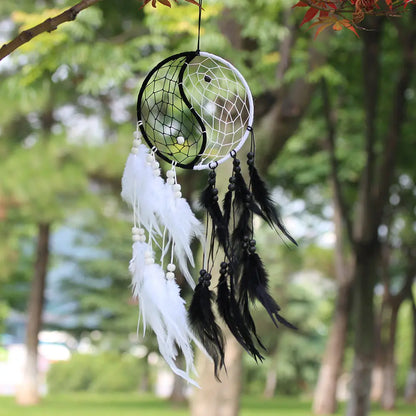 Bagua Mandala Dreamcatcher - Artisan Yin Yang Wall Art for Tranquil Spaces and Airbnb Decor