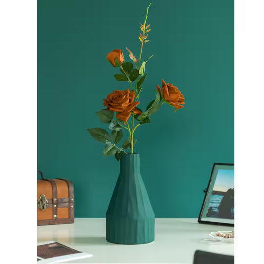 Modern Farmhouse Home Decor Accents; Boho Vases for Decor, Housewarming Gifts, Green, 10 In.
