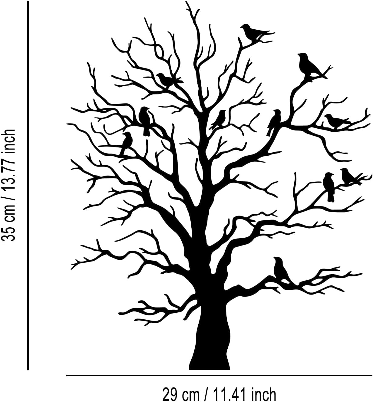Tree Bird Metal Wall Decor - Rustic Farmhouse Room Decor Simple Black Wall Art Home Decor for Living Room, Bedroom, Dining Room, Courtyard (Black)